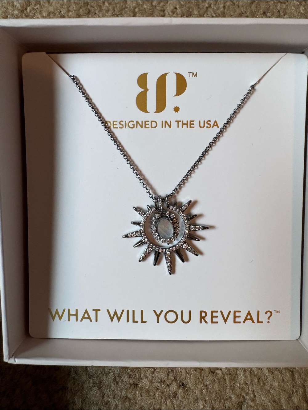 Silver Sunburst Pendant Necklace by BP®